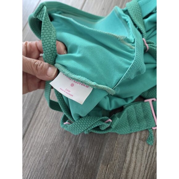 Stoney Clover LN Deep V-Neck Textured One Piece Swimsuit Womens Size 14W Green - Picture 5 of 5